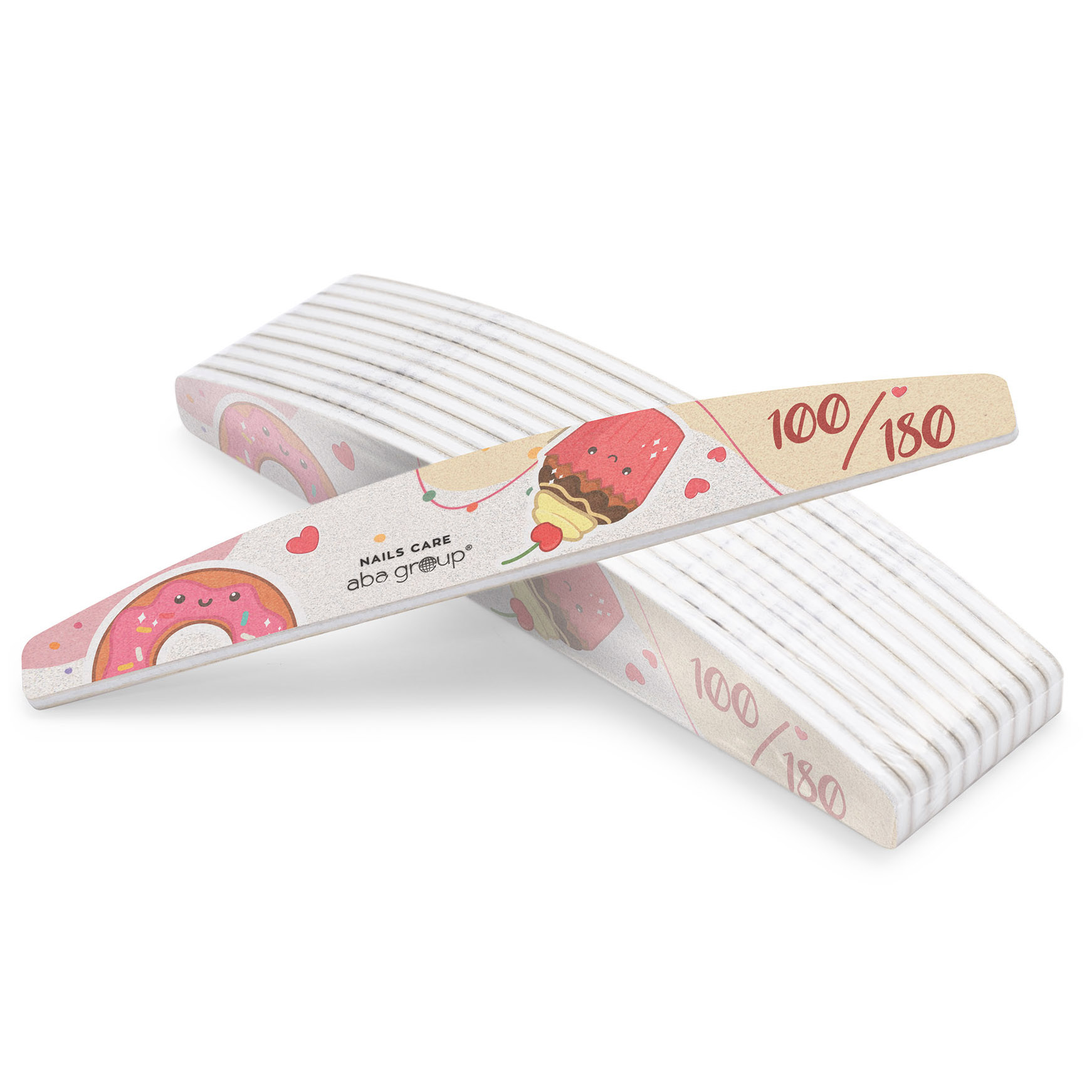 Aba Group Nails Care zestaw: pilnik do paznokci półksiężyc 100/180 Colorful Cookies, 10 szt.