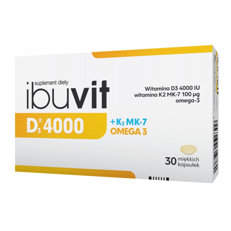 Ibuvit D3 + K2 MK-7 + OMEGA 3 D3 4000 + K2 MK-7 + Omega suplement diety dla osób powyżej 75 roku życia, 30 kaps./1 opak.