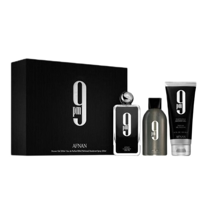Afnan 9pm zestaw: woda perfumowana męska, 100 ml + żel pod prysznic, 150 ml + dezodorant męski, 250 ml