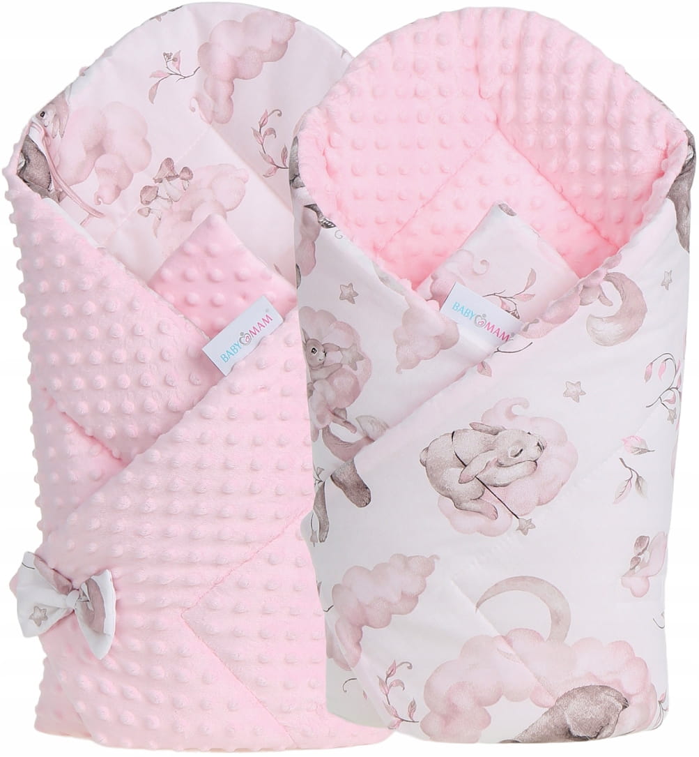 Babymam rożek becik niemowlęcy otulacz minky 80x80