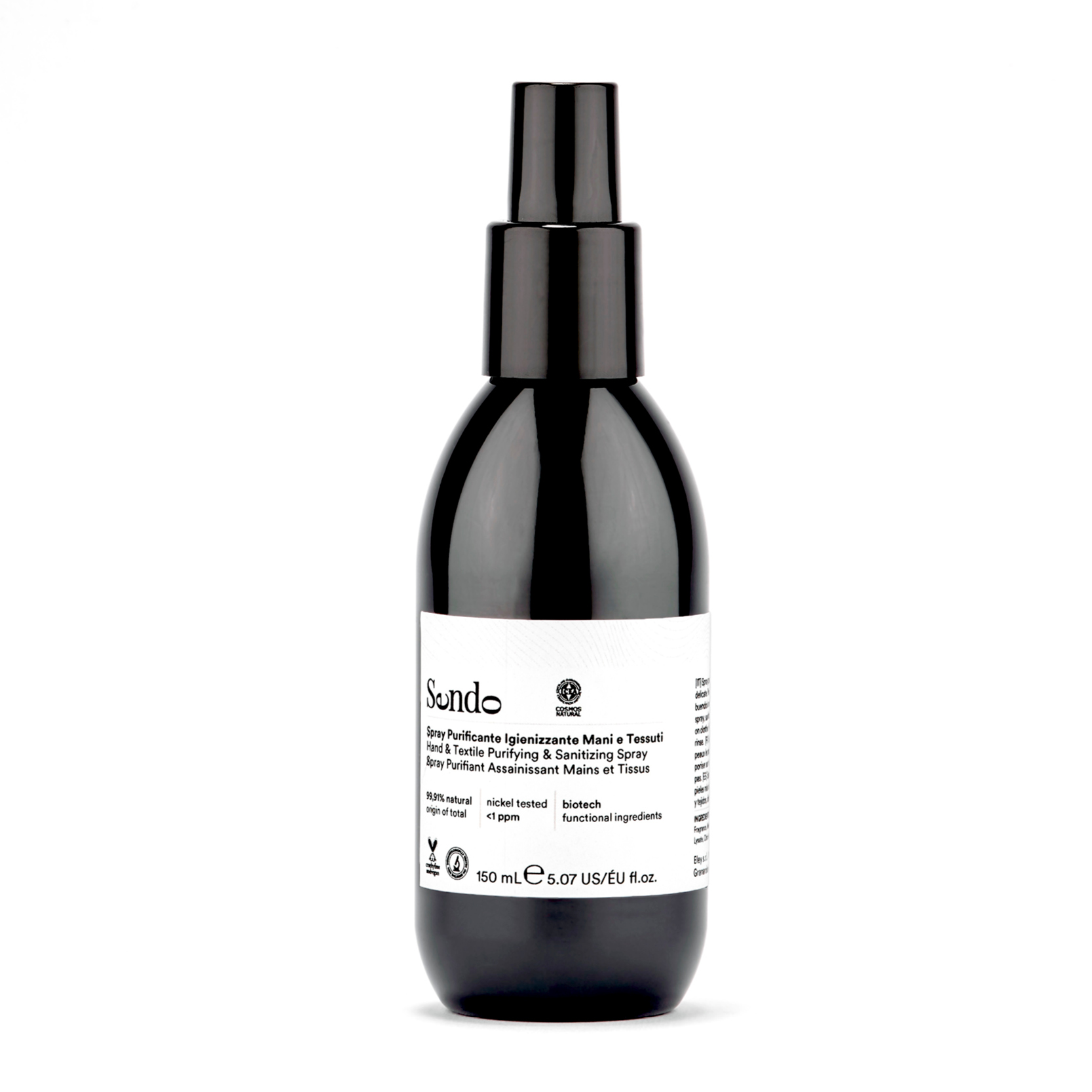 Sendo All Care dezynfekcja rąk, oczyszczająco-dezynfekujący spray do rąk i tkanin, 99,90% składników naturalnych 150 ml