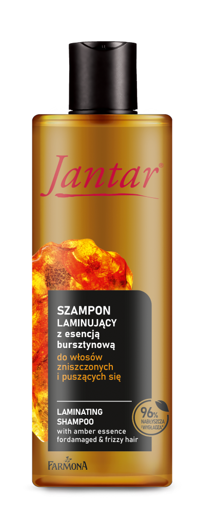 Jantar Bursztynowa Laminacja szampon laminujący z esencją bursztynową do włosów zniszczonych i puszących się, 300 ml