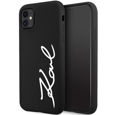 Etui KARL LAGERFELD Silicone Signature do Apple iPhone 11/Xr Czarny