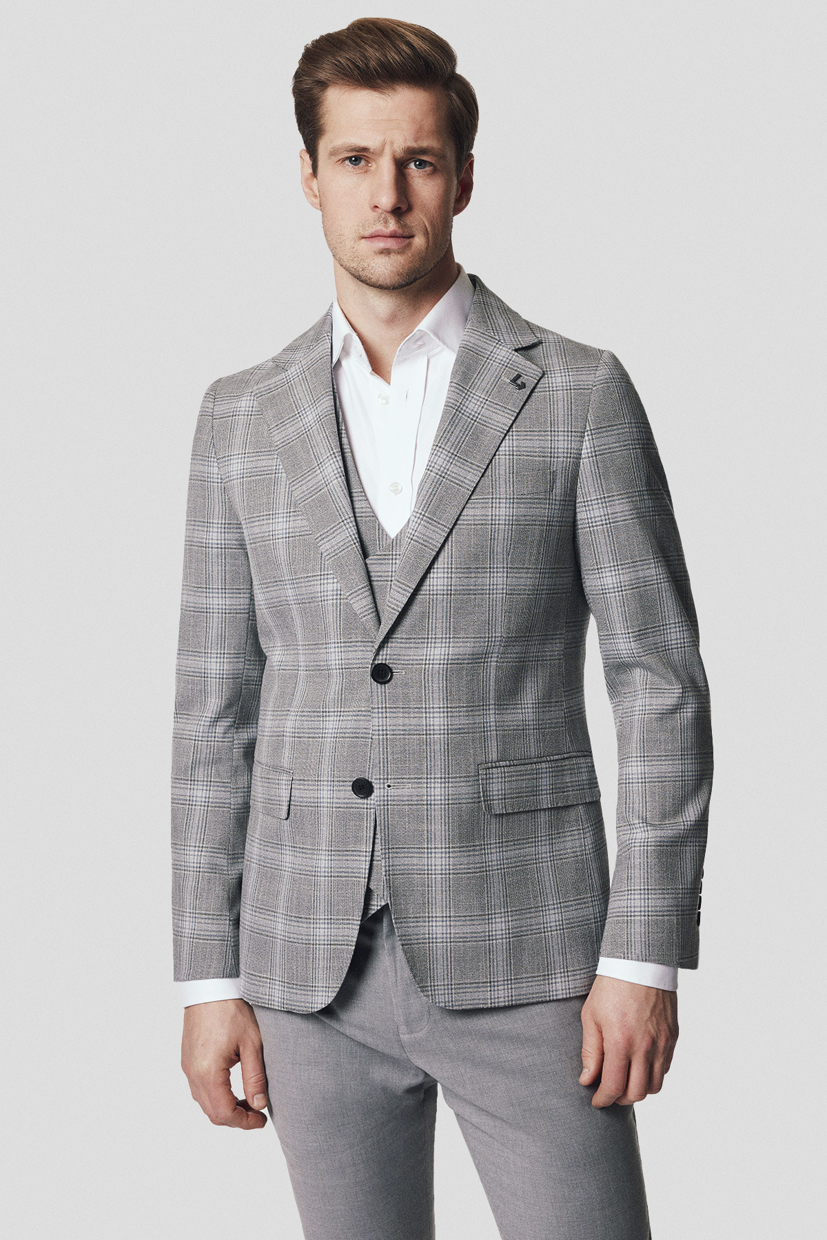 Lancerto Marynarka Szara w Kratę Lucena