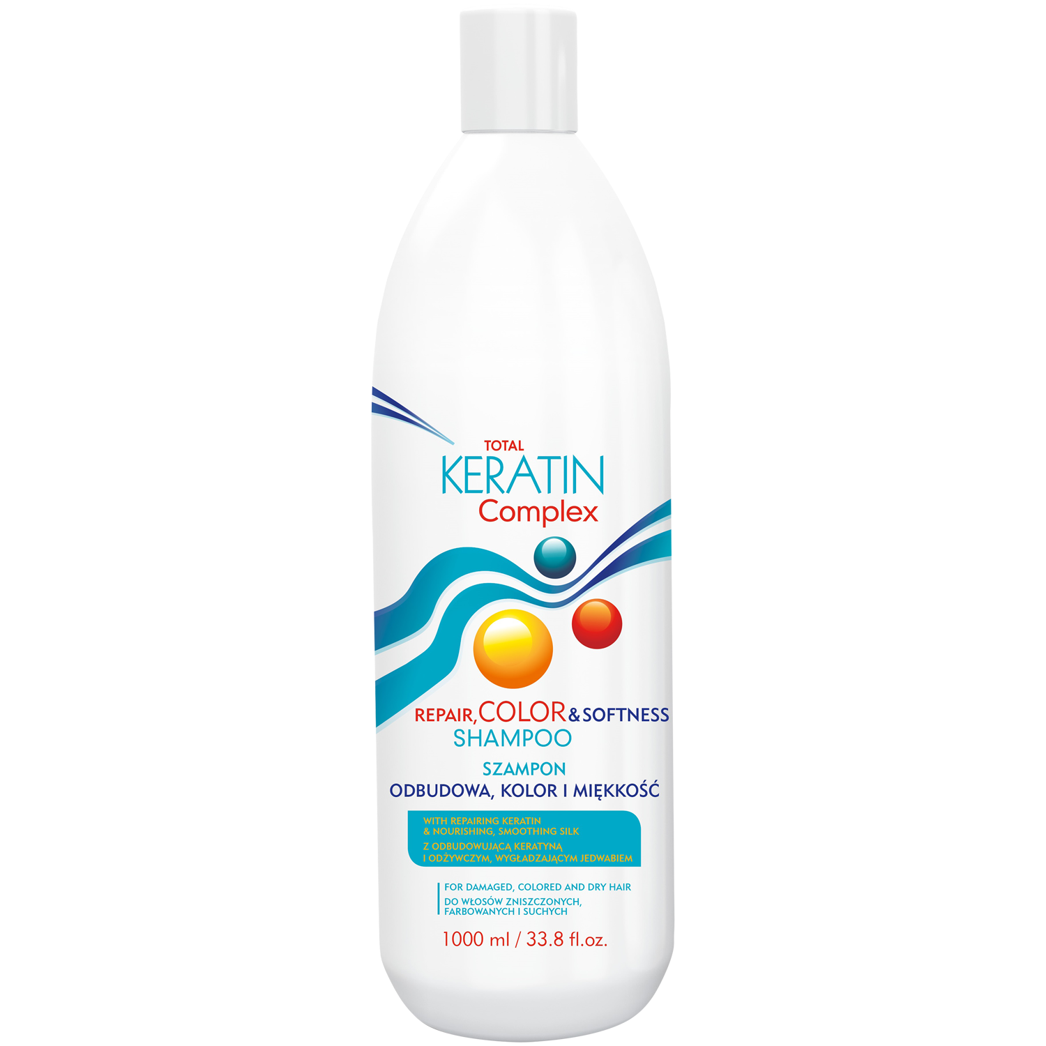 Total Keratin Complex Repair, Color & Softness szampon do włosów, 1000 ml