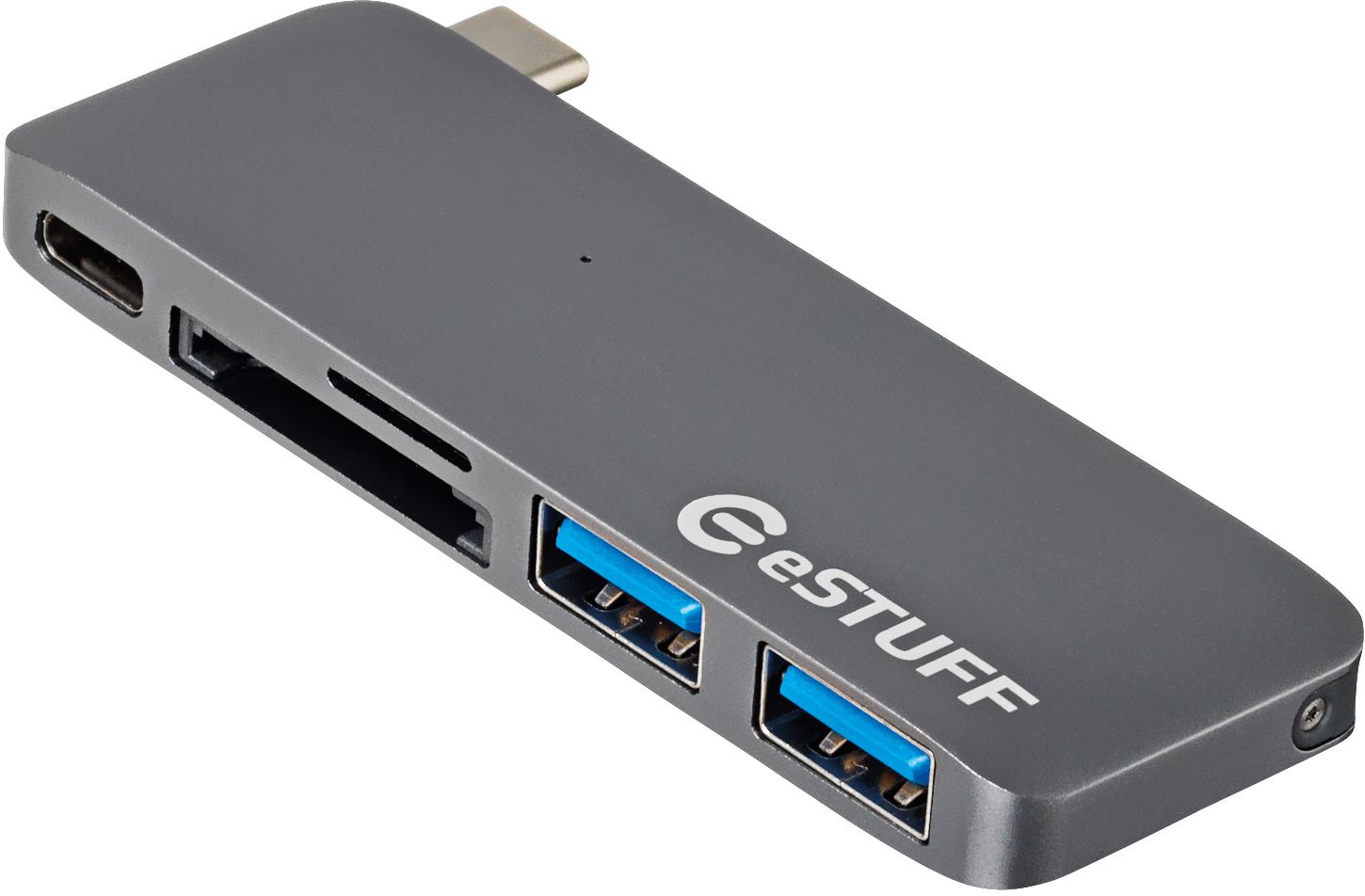 eStuff Allure Series USB-C HUB Space Gray - przejściówka USB-C na USB-C + 2x USB 3.0 + czytnik kart