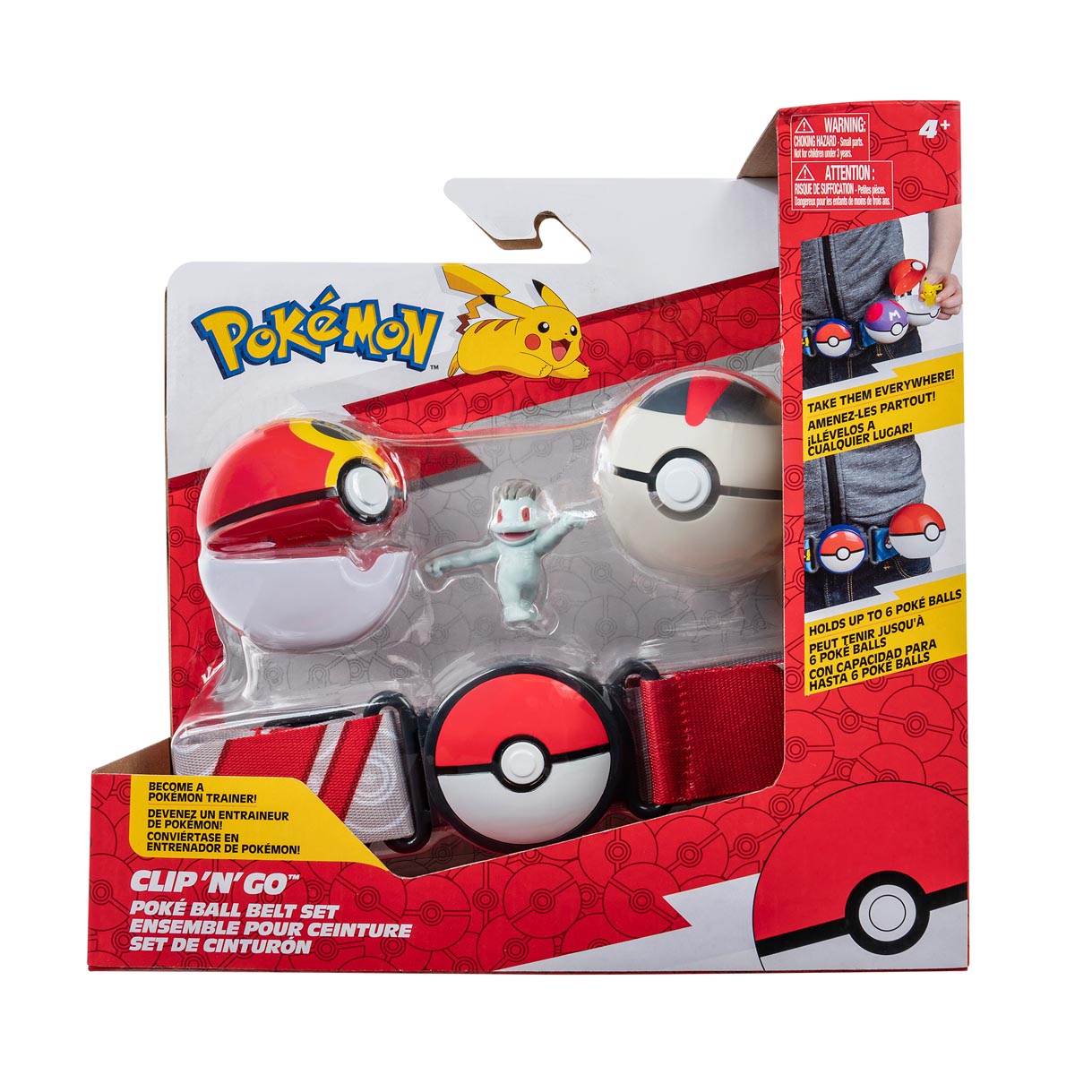 Jazwares Pokemon Clip n Go PokeBall Pas Asort z figurką Machop, 1 szt.