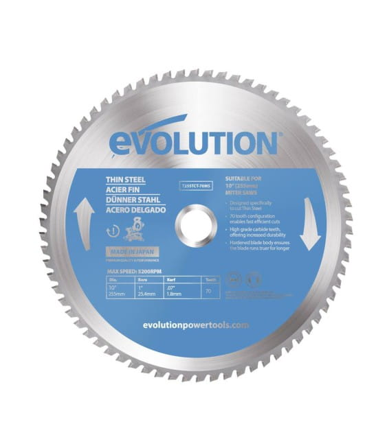 Piła widiowa TCT do cięcia cienkiej stali 255 mm / 70z do pił ukośnych EVOLUTION