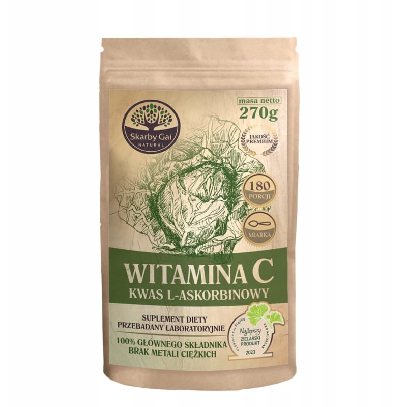 Skarby Gai Naturalna Witamina C suplement diety Kwas L-askorbinowy z kapusty, 270 g
