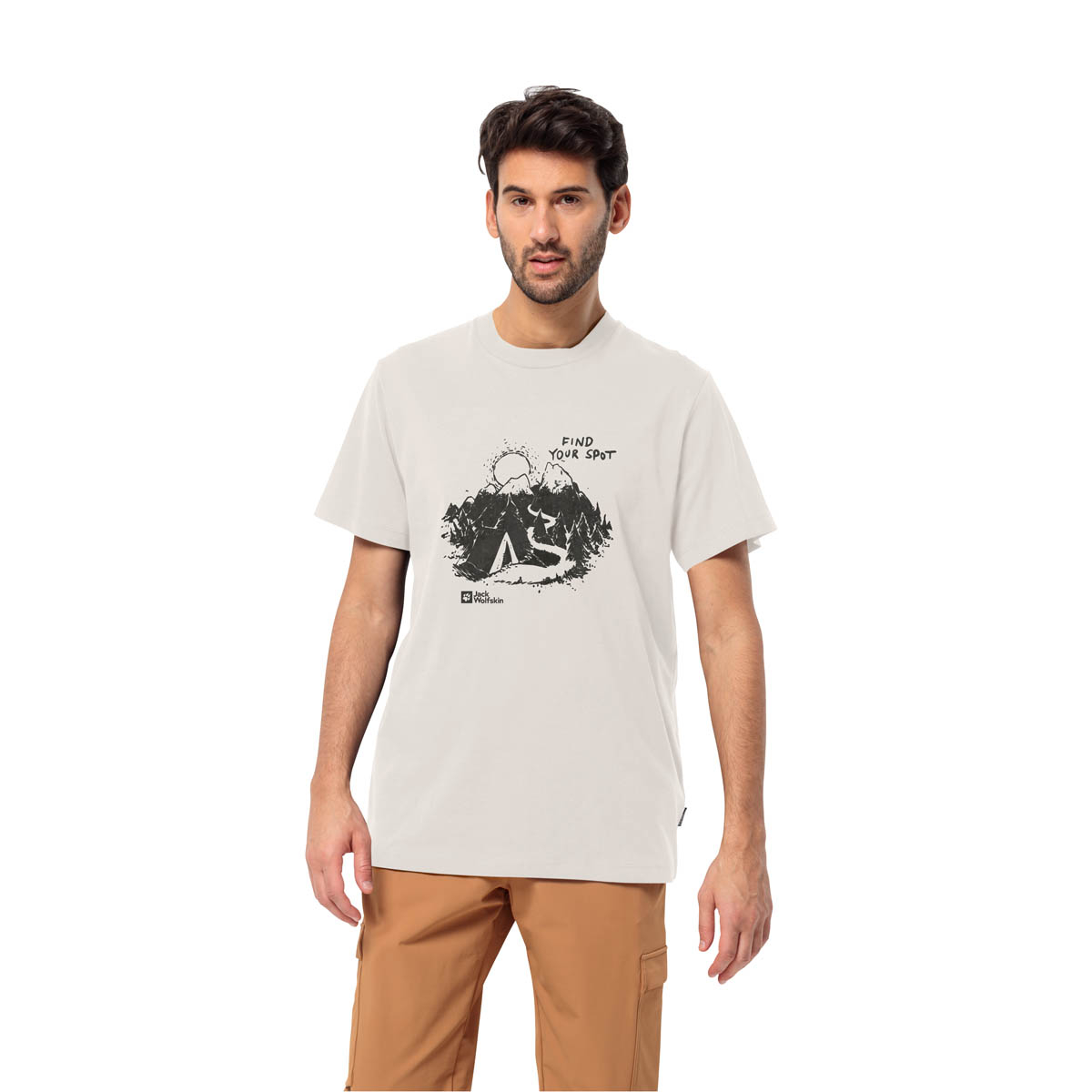 Koszulka męska Jack Wolfskin FIND YOUR SPOT T M cotton white - XL