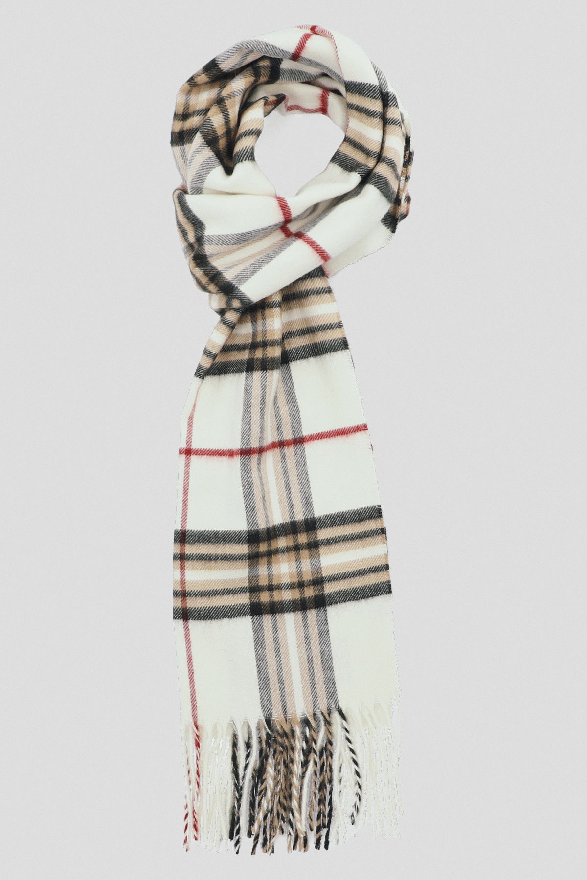 Lancerto Szal Kremowy w Kratę Tartan Unisex