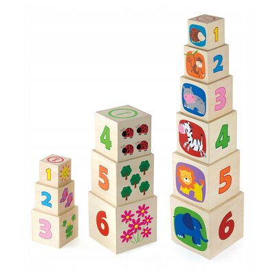 Klocki drewniane VIGA Piramidka edukacyjna 50392