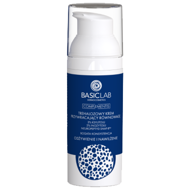 Basiclab Complementis trehalozowy krem przywracający równowagę o bogatej konsystencji z 3% ksylitolem i 2% inozytolem do twarzy, 50 ml