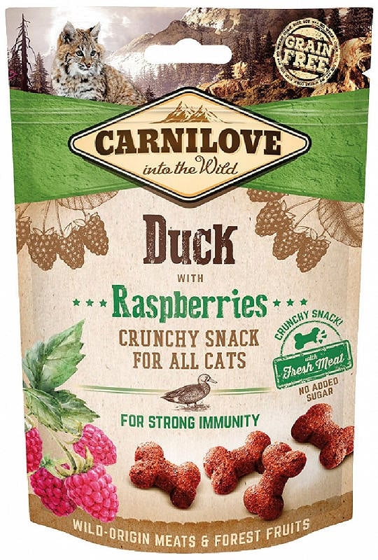 CARNILOVE Crunchy snacks chrupiące przysmaki z kaczką i malinami 50 g