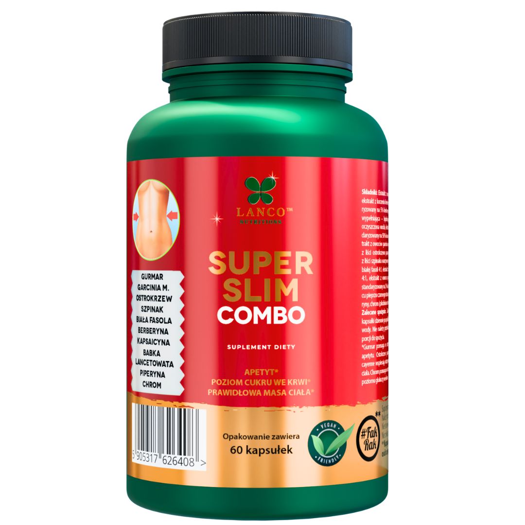 Lanco Nutritions SUPER SLIM Combo suplement diety, redukcja apetytu, wspomaganie odchudzania i regulacja poziomu glukozy, 60 kaps./1 opak.