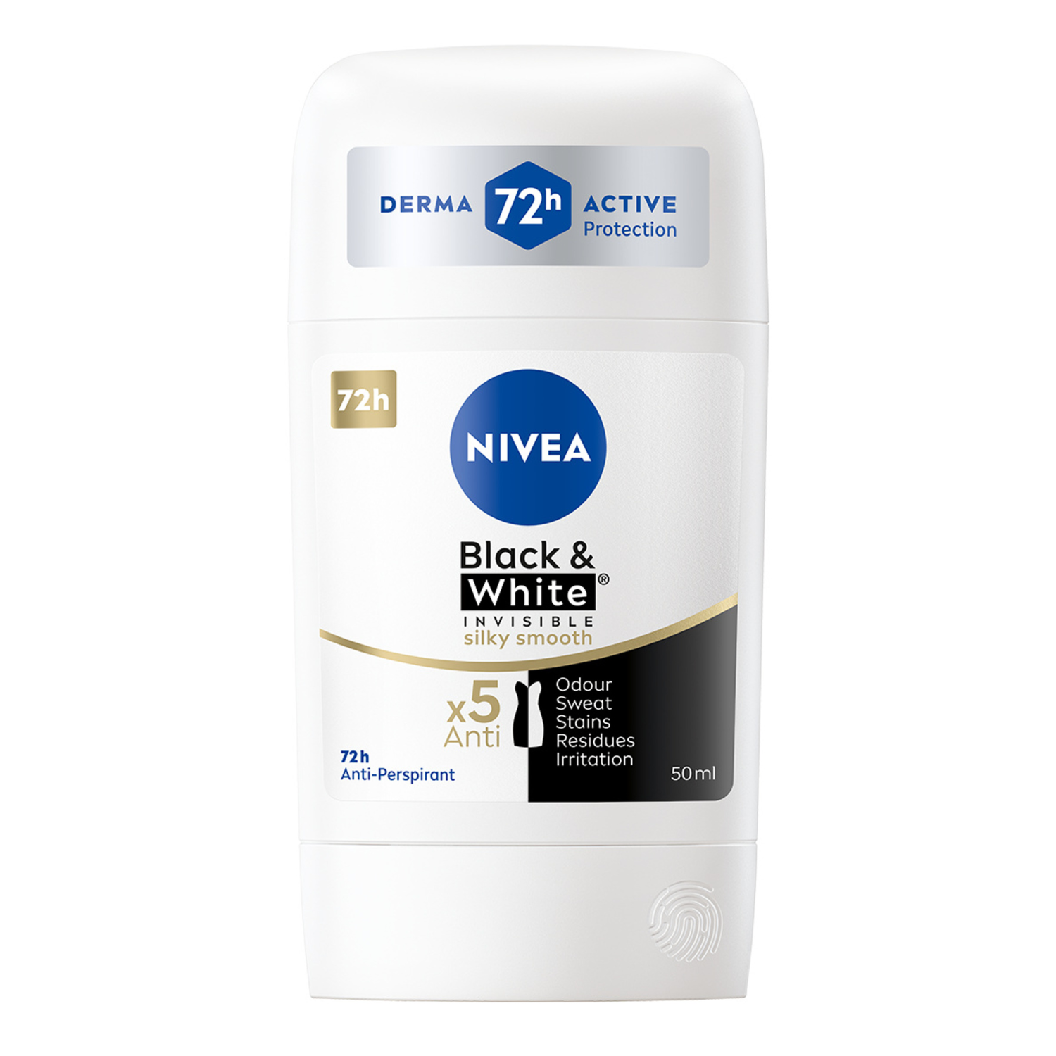 Nivea Black&White Silky Smooth antyperspirant w sztyfcie, 50 ml