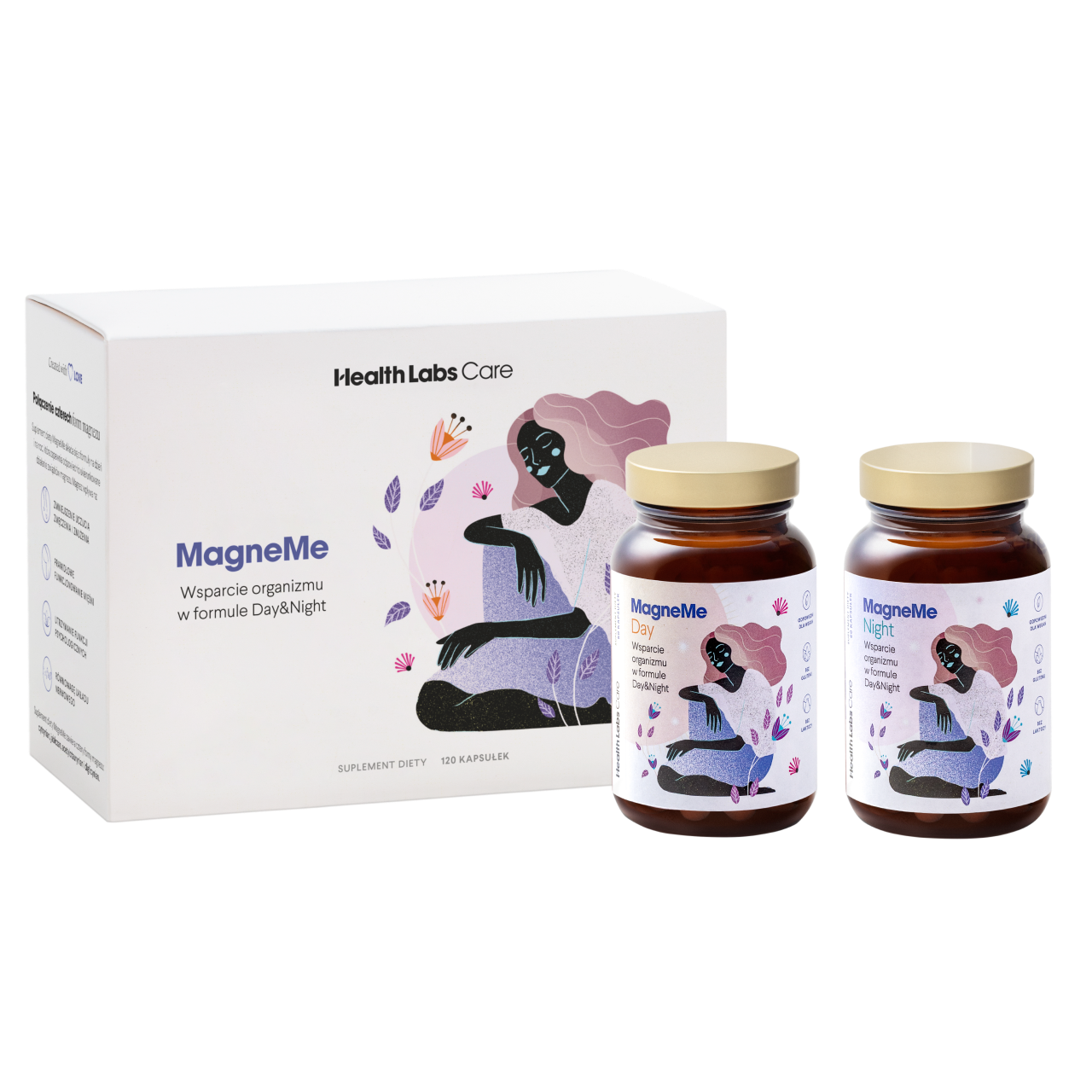 Health Labs Care MagneMe Day&Night suplement diety połączenie czterech form magnezu i witaminy B6, 2x60 kaps./1 opak.