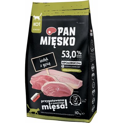 Karma dla kota PAN MIĘSKO Indyk z gęsią S 10 kg