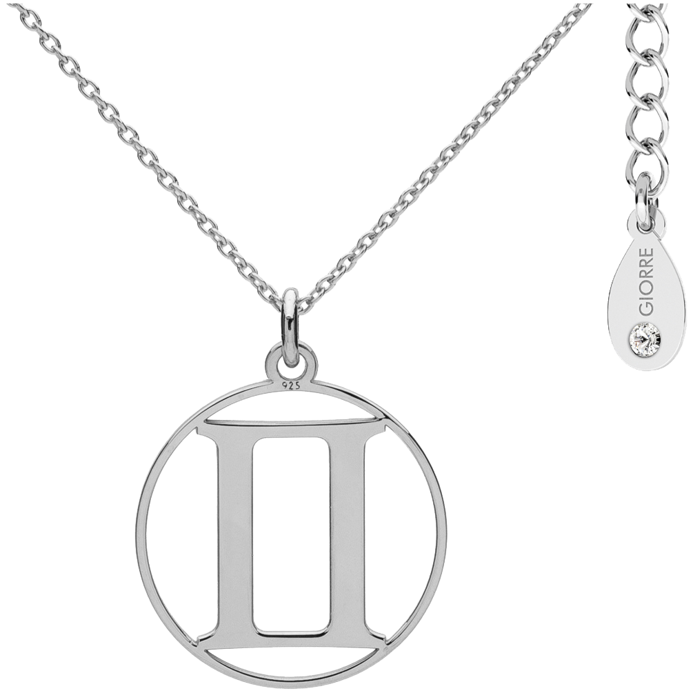 Giorre Znak Zodiaku Bliźnięta naszyjnik rodowany, 1 szt.