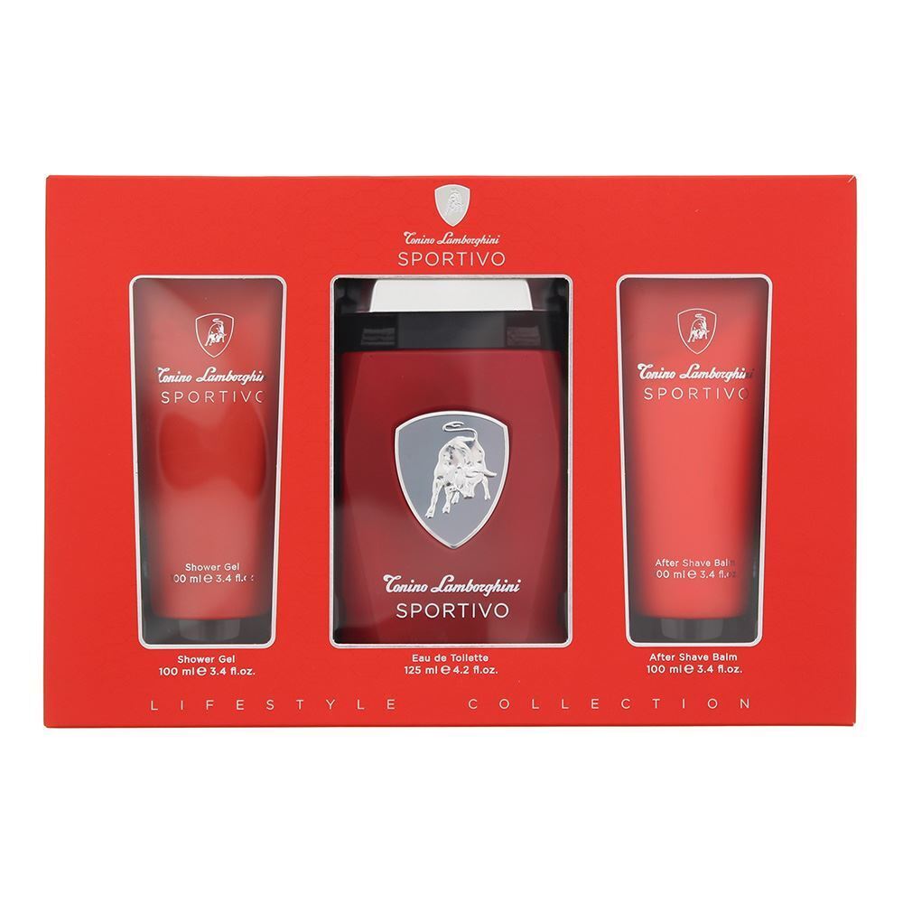 Tonino Lamborghini Sportivo zestaw: woda toaletowa męska, 125 ml + balsam po goleniu, 100 ml + żel pod prysznic, 100 ml