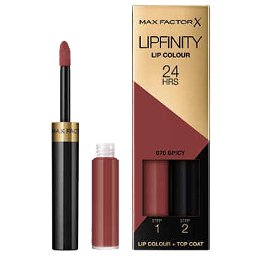 Max Factor Lipfinity Lip Colour 24H dwufazowa szminka o długotrwałym efekcie 070 spicy, 2,3 ml + 1,9 g
