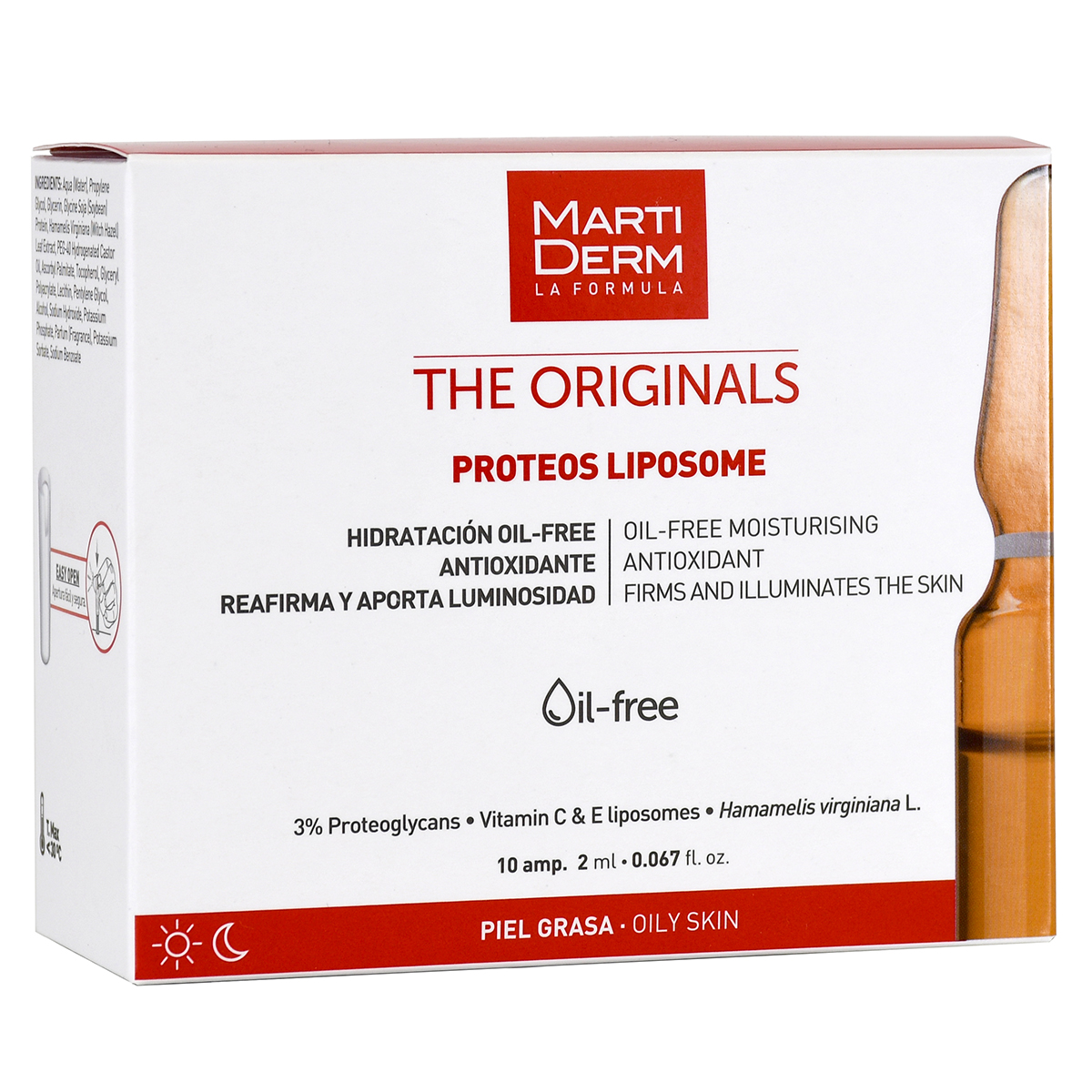 MartiDerm The Originals Proteos Liposome serum do twarzy nawilżające z antyoksydantami dla cery tłustej w ampułkach, 10x2 ml