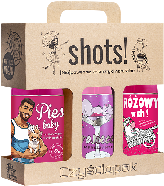 Shots! zestaw żeli pod prysznic: Pies Na Baby, 500 ml + Prosiecco, 500 ml + Różowy w Ch!, 500 ml