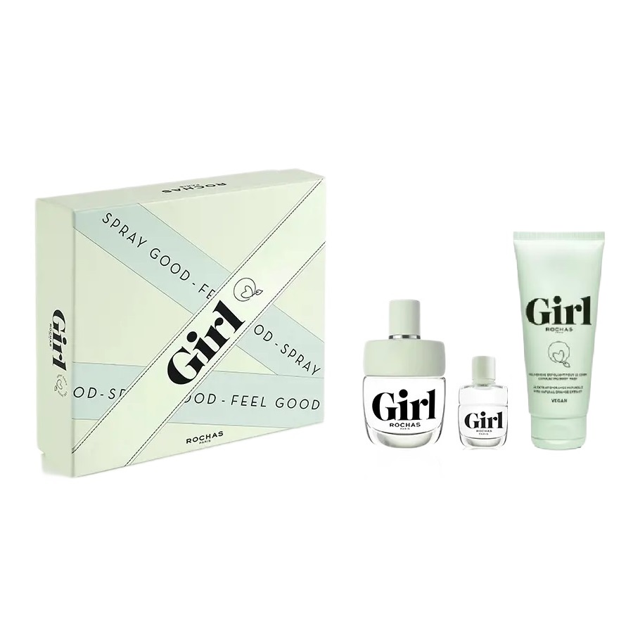 Rochas Girl zestaw: woda toaletowa damska, 100 ml + miniatura wody toaletowej, 4,5 ml + złuszczający żel pod prysznic, 100 ml
