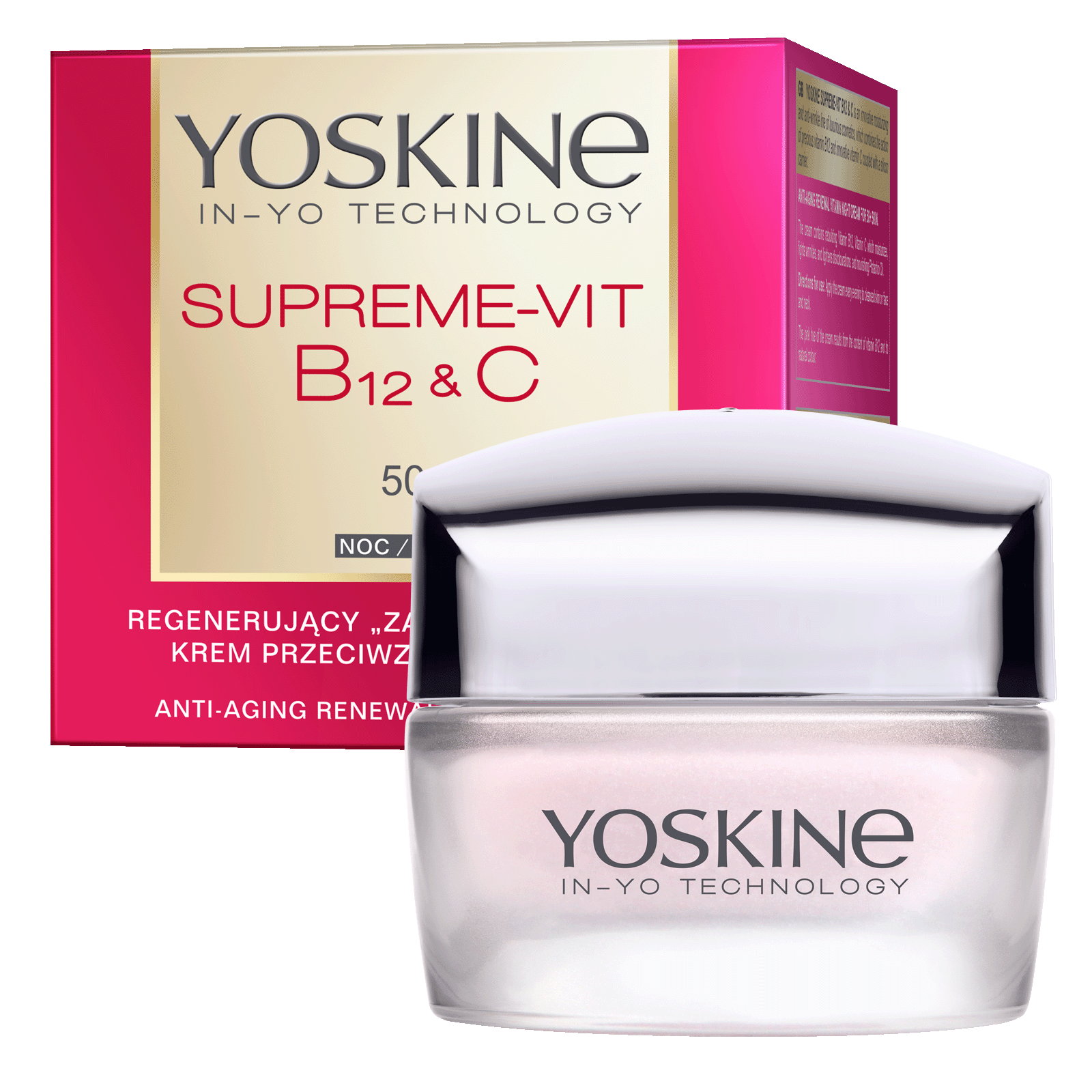 Yoskine Supreme-Vit B12+C przeciwzmarszczkowy krem do twarzy 50+ na noc, 50 ml
