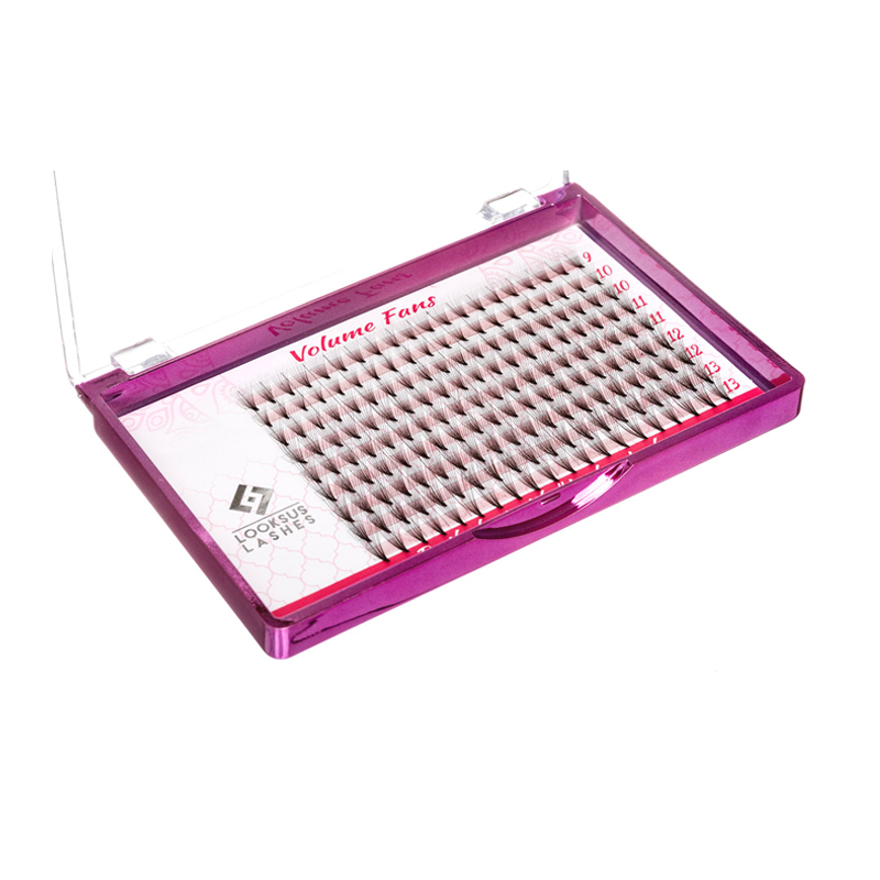 Looksus Lashes Volume Fans 3D gotowe kępki do przedłużania rzęs, skręt C, 11mm, 1 opak.