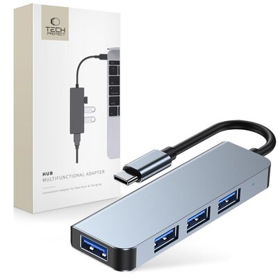Stacja dokująca TECH-PROTECT V1-HUB 4w1 USB Typu C, Pasywna Szary