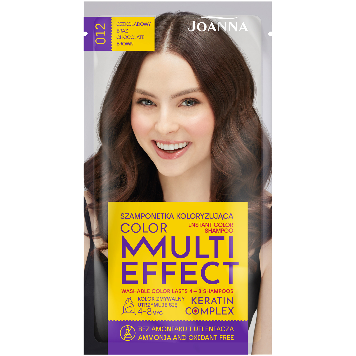 Joanna Multi Effect szamponetka koloryzująca 012 czekoladowy brąz, 35 g