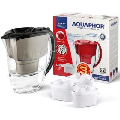 Dzbanek filtrujący AQUAPHOR Amethyst Czarny + 3 wkłady B100-25