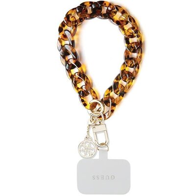 Zawieszka do telefonu GUESS Big Hand Strap Acetate 4G Złocisty brąz