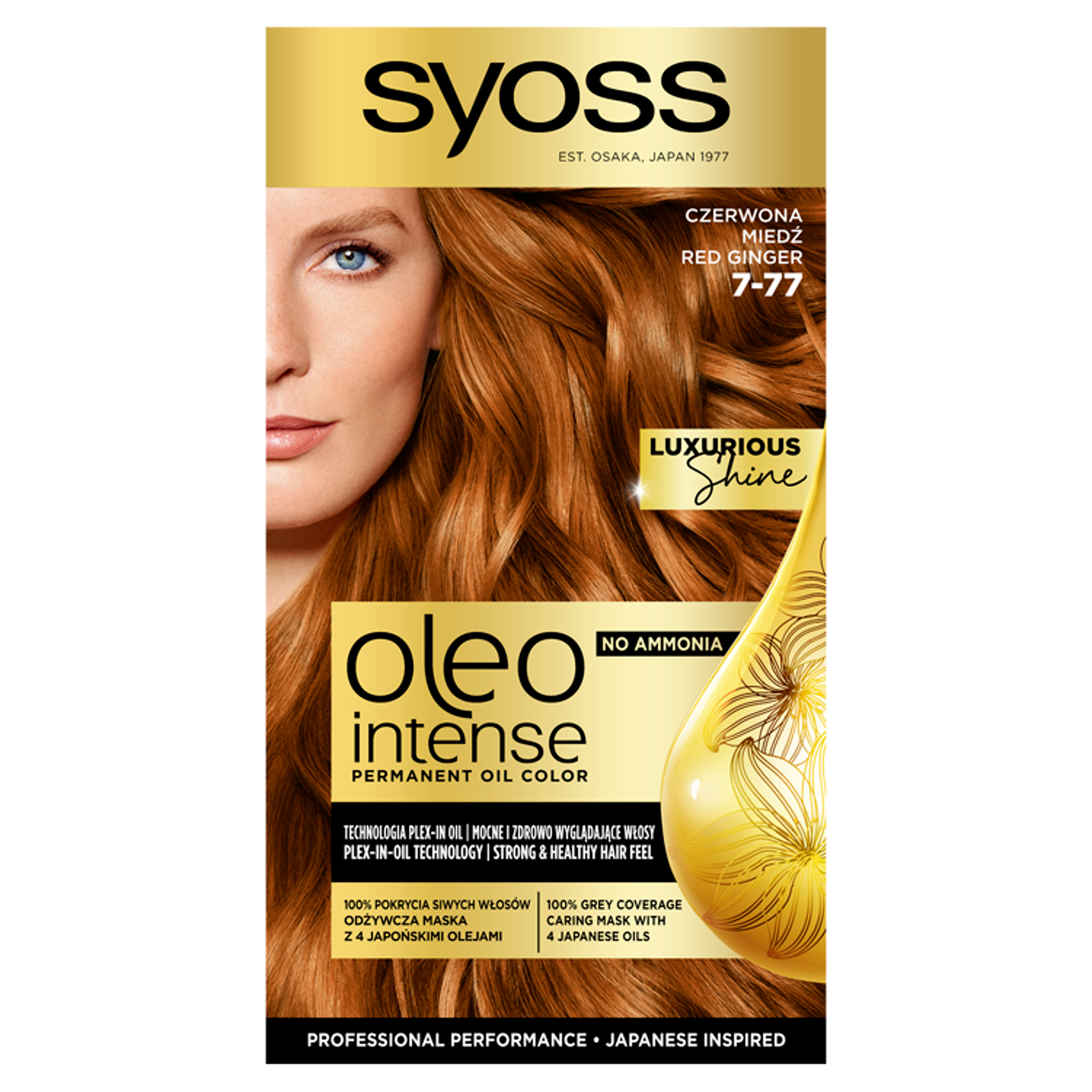 Syoss Oleo Intense farba do włosów bez amoniaku 7-77 czerwona miedź, 1 opak.
