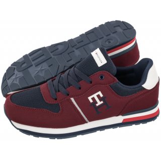 Sneakersy Tommy Hilfiger Low Cut Lace-Up Sneaker Bordeaux/Blue T3B9-32492-1450A240