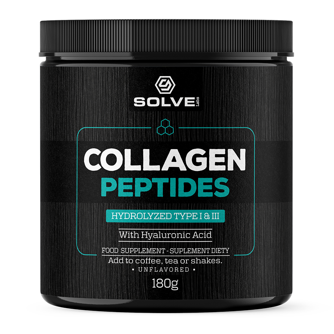 Solve Labs Collagen Peptides suplement diety z kolagenem wołowym i kwasem hialuronowym, 180 g