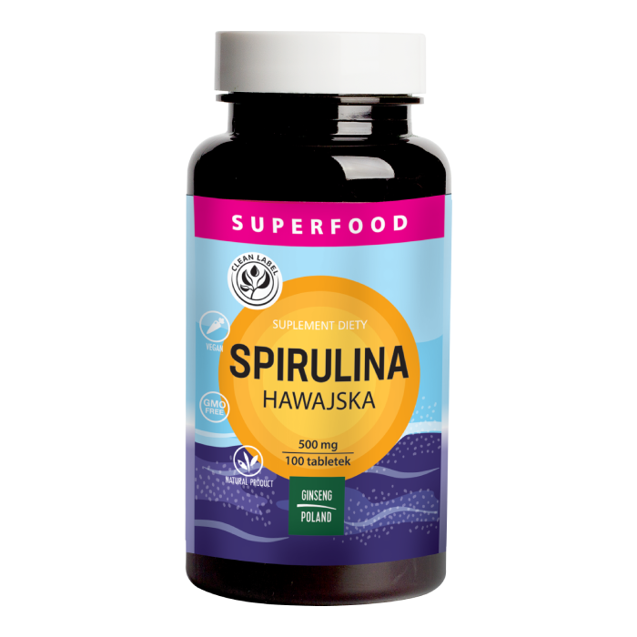 Ginseng suplement diety spirulina hawajska 500mg, 100 tabl./1 opak.