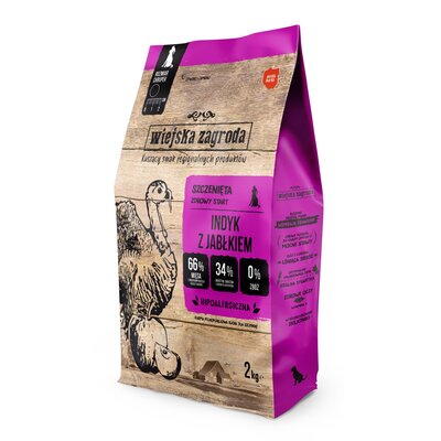 Karma dla psa WIEJSKA ZAGRODA Junior Indyk z jabłkiem M 2 kg