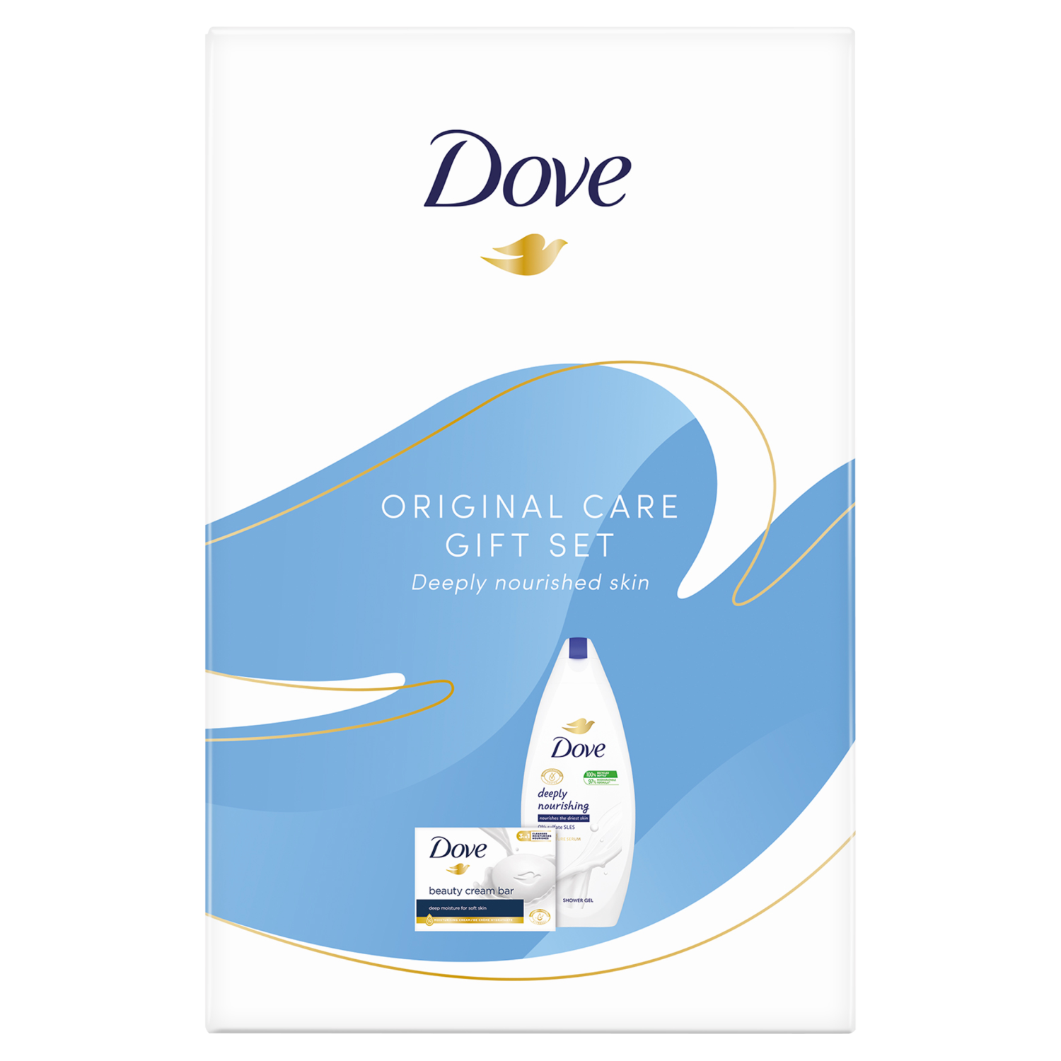 Dove Original Care zestaw: żel pod prysznic, 250 ml + mydło w kostce, 90 g