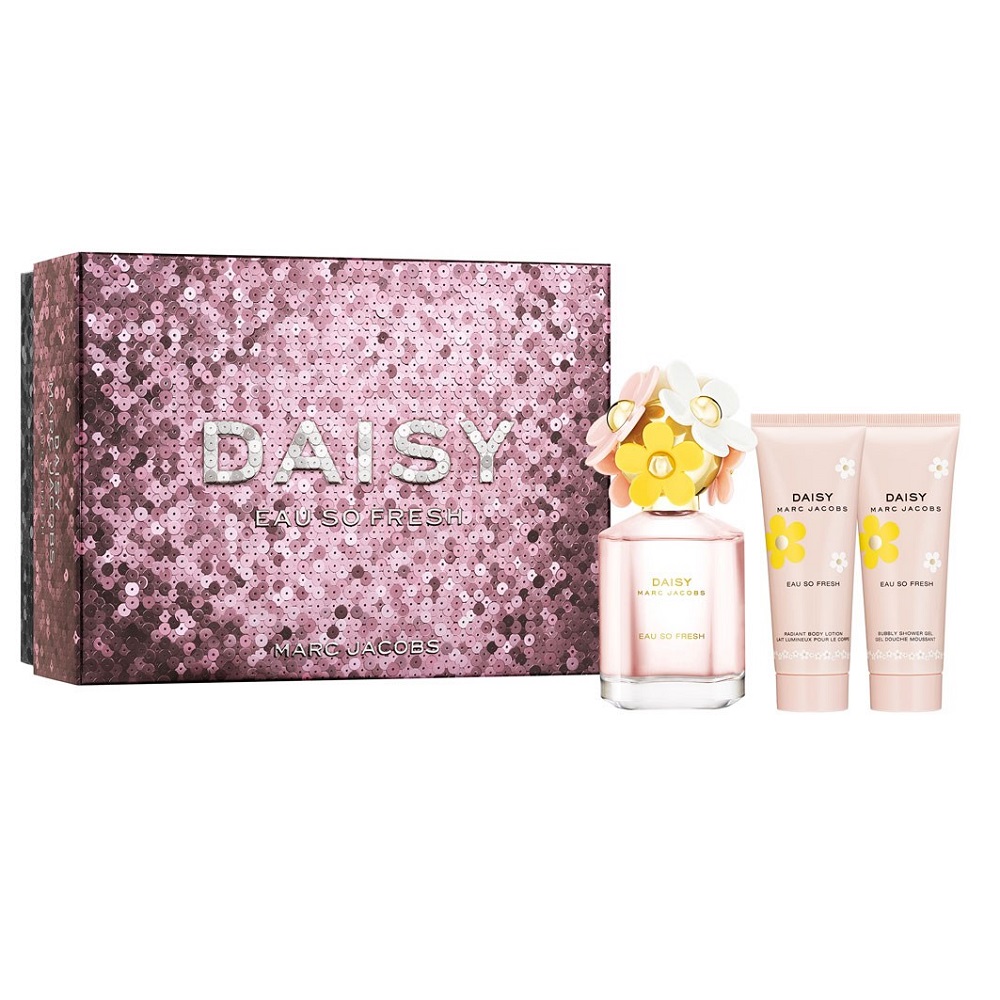 Marc Jacobs Daisy Eau So Fresh zestaw: woda toaletowa damska, 75 ml + balsam do ciała, 75 ml + żel pod prysznic, 75 ml