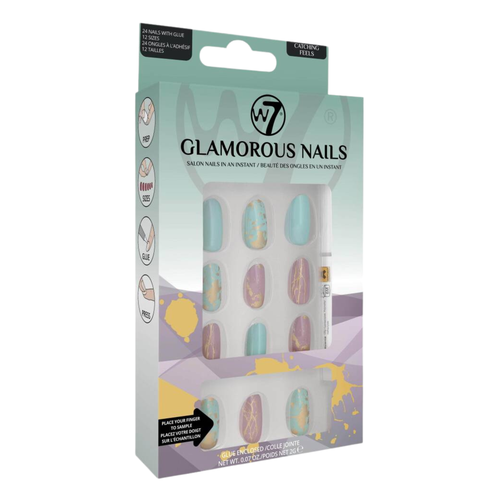 W7 Glamorous Nails sztuczne paznokcie caching feels, 24 szt./1 opak.