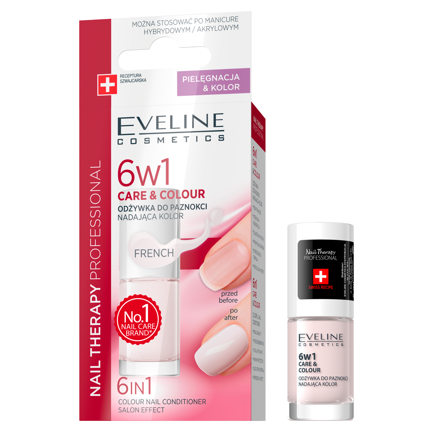 Eveline Cosmetics Nail Therapy Professional skoncentrowana odżywka do paznokci nadająca kolor 6w1 french, 5 ml