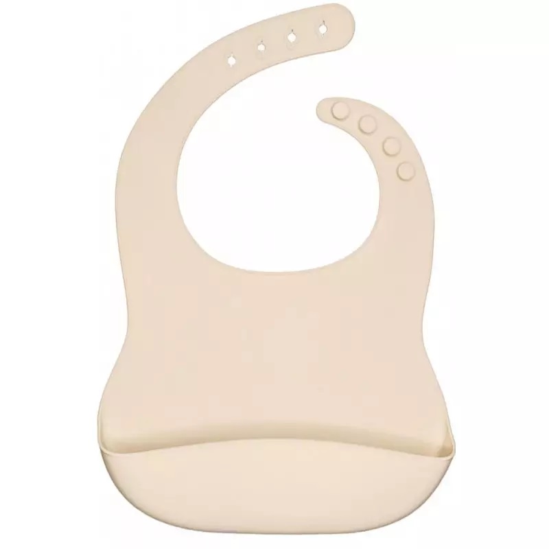 MyRoys silikonowy śliniaczek z kieszonką Beżowy, 1 szt.