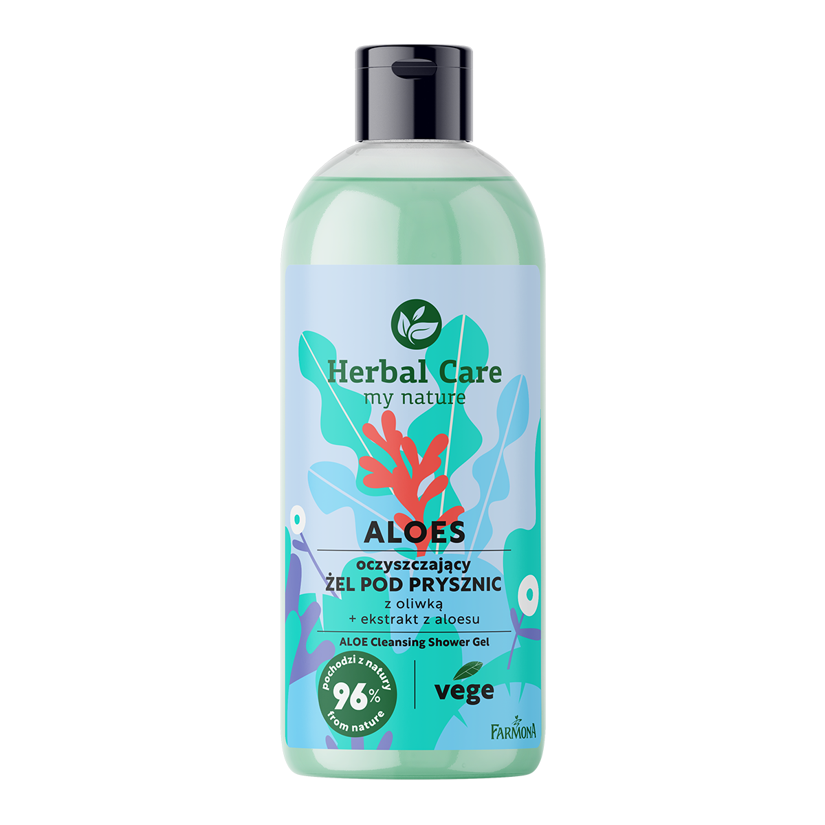 Herbal Care Aloes oczyszczający żel pod prysznic z oliwką, 500 ml