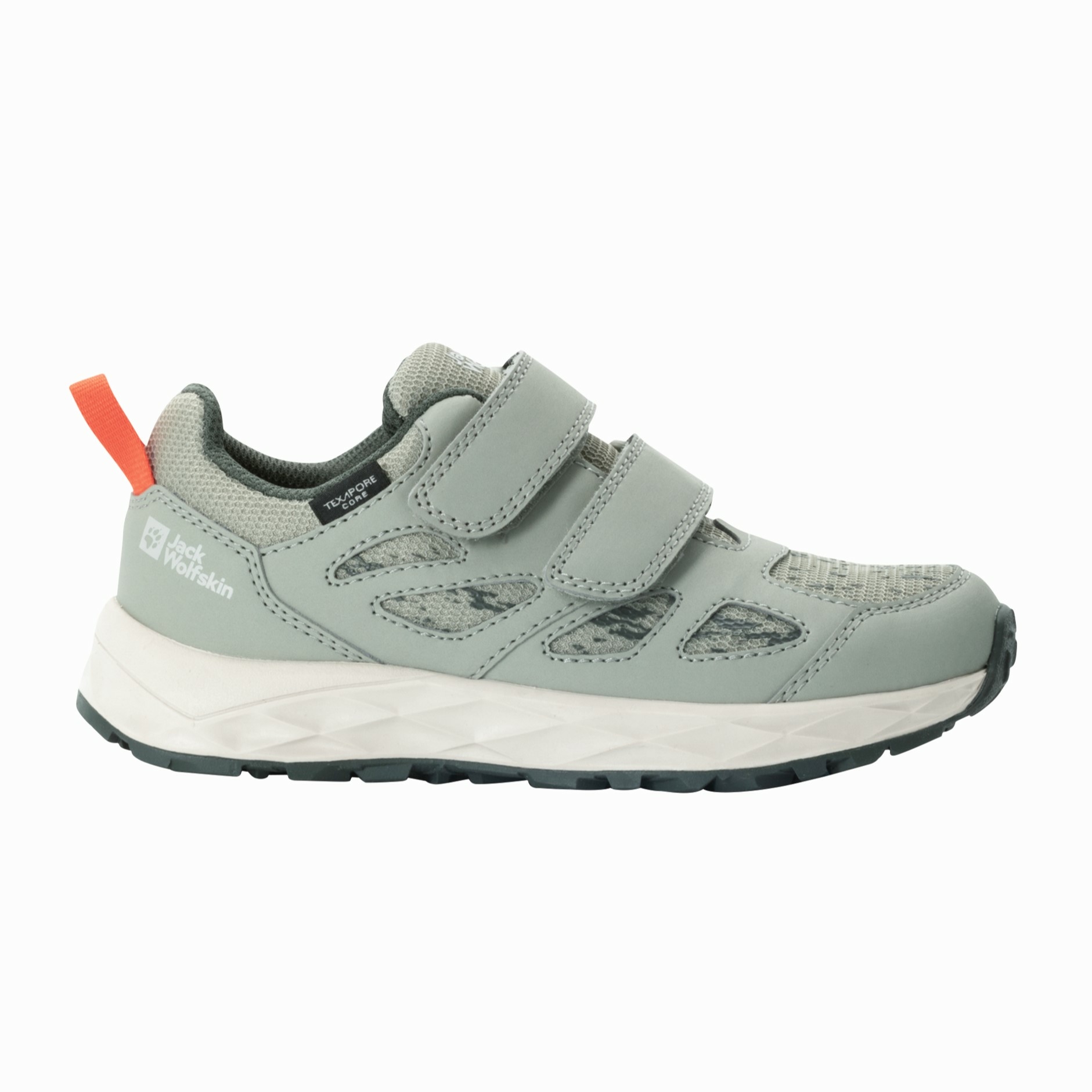 Dziecięce buty turystyczne na rzepy Jack Wolfskin WOODLAND 2 TEXAPORE LOW VC K mint leaf - 28