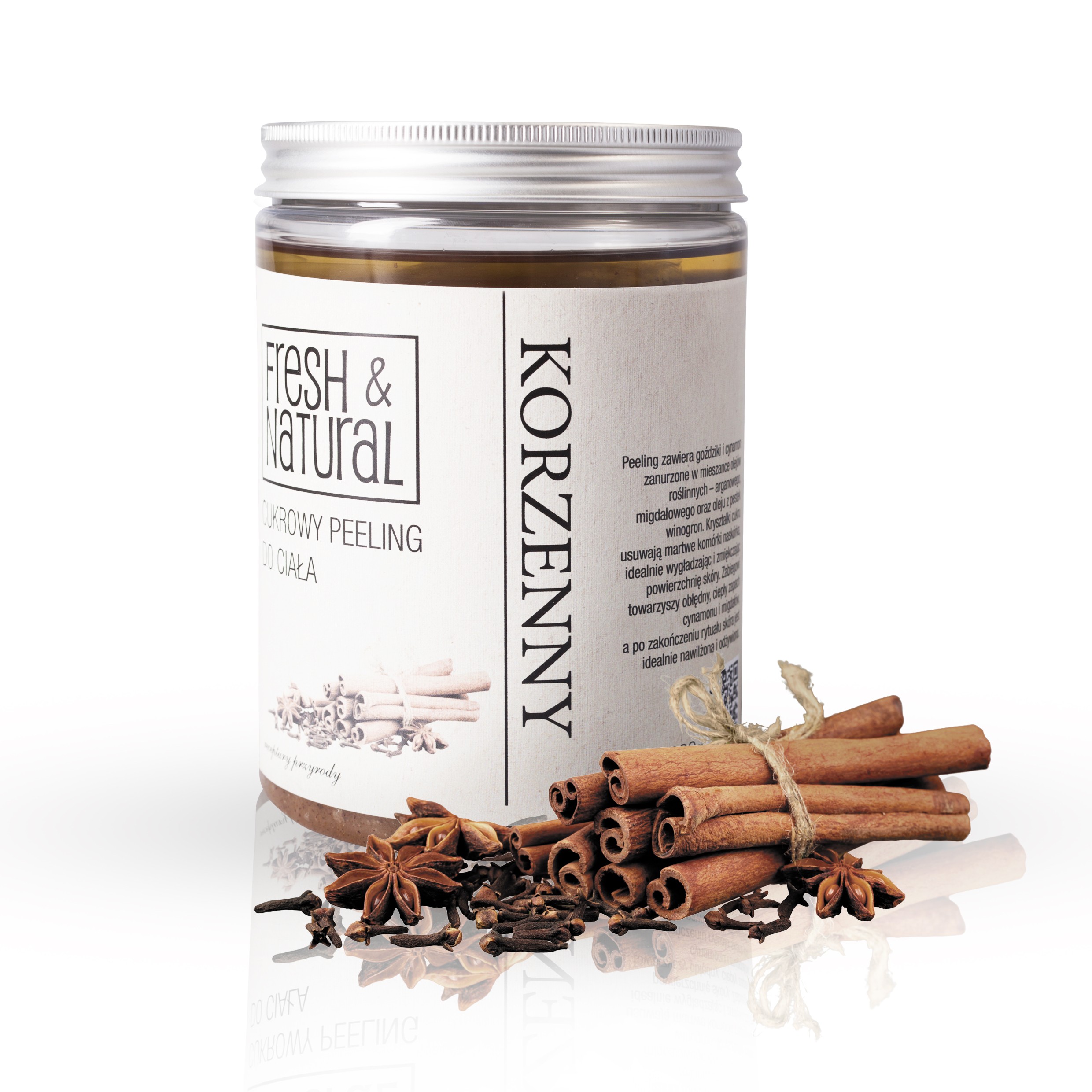 Fresh & Natural peeling cukrowy do ciała korzenny, 1000 g