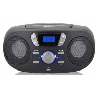 Radioodtwarzacz / Bombox ELTRA CD 70 Inga Czarny, Odtwarzacz CD, CD-R, CD-RW, Wejście USB/AUX, Tuner FM, Zasilanie Bateryjne