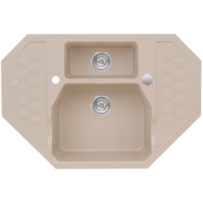 Zlewozmywak półtorakomorowy z ociekaczem ALVEUS Sensual 60 4306002 Pebble 61x90