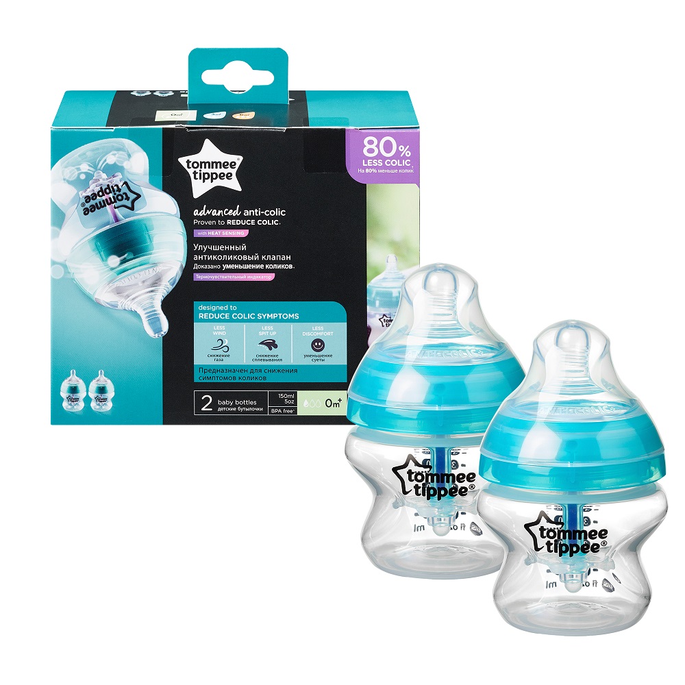 Tommee Tippee Closer To Nature Advanced zestaw: butelka antykolkowa 0m+, poj. 150 ml, 2 szt.